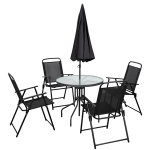 Uplion Ensemble de salle à manger d'extérieur pliant 6 pièces Mobilier de jardin en métal <span class=keywords><strong>Table</strong></span> et chaise <span class=keywords><strong>avec</strong></span> parasol - Product Image 3
