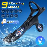 Anal et Vaginal Double Pénétration Sex Toy Anal Dildo Vibrator APP Control Vibrating Strap on Dildo Butt Plug for Men Couples