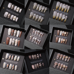 Hot Selling 3d Press-On Nagels Handgemaakt Frans Ontwerp In Roze Paars Rood 10 Stuks Vierkant Patroon Kunstnagels Voor Vingers - Product Image 1