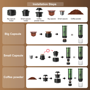 เครื่องชงกาแฟพกพาขายดี 20 บาร์ 3 in 1 ชาร์จ USB ใช้แบตเตอรี่ จอ LED แสดงผล เหมาะสำหรับรถยนต์และรถบ้าน - Product Image 4