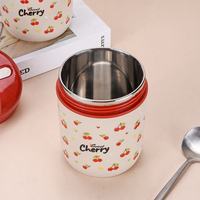 Neu eingetroffener moderner Kirschholz-isolierter Lebensmittelbehälter Bento-Lunchbox Thermos Edelstahl-Lunchbox