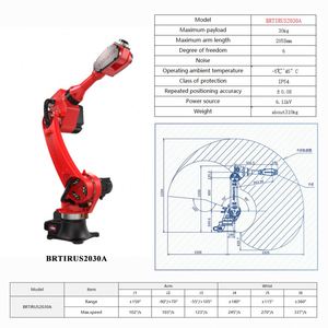 Bras robotisé industriel 6 axes 30 kg, longueur 2085 mm, avec pince PLC pour le travail de préhension et de placement, moteur, boîte de vitesses et cœur de moteur inclus - Product Image 2