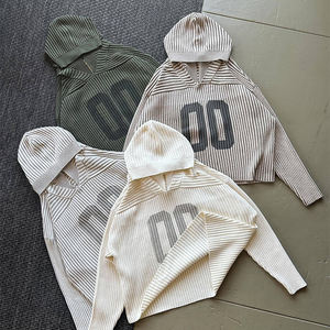 เสื้อฮู้ดดี้สตรีทแวร์ทรงบ็อกซี่ ผ้าคอตตอนริบ 360 กรัม น้ำหนักเบา ไม่มีเชือกผูก  ตกแต่งด้วยงานปัก 3 มิติ ลายฤดูหนาว  แบบซิป  ไหล่ตก  ทรงปกติ - Product Image 5