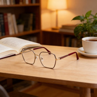 Lunettes de vue anti-lumière bleue en métal de qualité supérieure, monture pleine cerclée forme diamant, légères, durables, branches à ressort, pour adultes unisexe