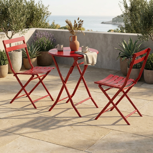 Modern Metal Frame Waterproof Folding Bistro Set 3 Pieces Portable Patio <strong>Table</strong> and Chairs for Balcony Garden <strong>Camping</strong> - Product Image 1