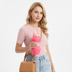 Outdoor Sports <b>Children'S</b> Strawberry Retractable Silicone Folding Tumbler Direct Drinking Travel Water Bottle - Product Image 2