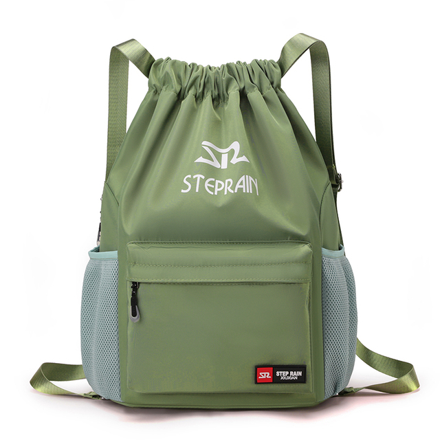 Waterproof Large Capacity Sports Drawstring Gym Bag Fits Basketball Front Zipper Mesh Side Pocket Outdoor Custom Logo Multicolor