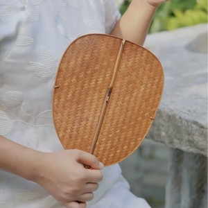 Éventail rond en bambou tissé, fait main, naturel, pour se rafraîchir en été, objet d'art, cadeau de collection - Product Image 2