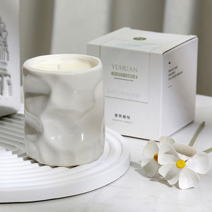 Ceramic Scented Candle White Cylinder Home Decoration Smokeless Soy Wax Single Wick - Product Image 2