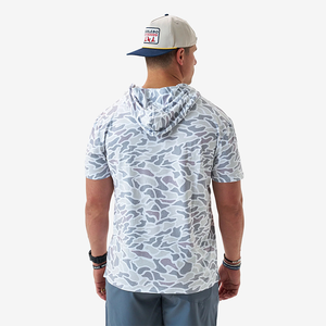 Camisetas <span class=keywords><strong>de</strong></span> Pesca con Capucha para Hombre, Personalizadas, Ligeras, Sublimadas, <span class=keywords><strong>de</strong></span> Secado Rápido, con Protección Solar UPF 50, <span class=keywords><strong>Manga</strong></span> <span class=keywords><strong>Corta</strong></span>, Camuflaje Blanco - Product Image 3