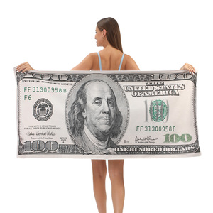 Serviette de plage et de bain extra large en microfibre, imprimée sur mesure avec le symbole du dollar américain - Product Image 6