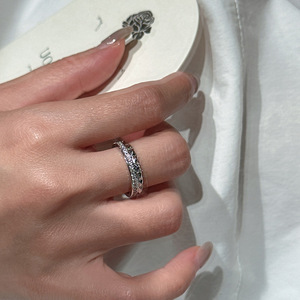 S925 Pure Silver Geometric <b>Ring</b> Elegant French Temperament Simple Medieval Vintage Cut <b>Adjustable</b> Design with GRA Certificate - Product Image 3