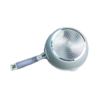 Casserole à lait en aluminium durable et écologique de haute qualité avec couvercle en verre Poignée en silicone Macaron Color Floral Design Poignée ergonomique