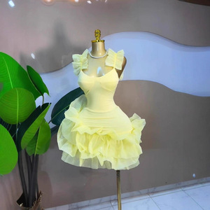 Women's <b>Spaghetti</b> <b>Strap</b> Bubble Skirt Sleeveless Halter Waist-cinched Dresses Fashion - Product Image 2