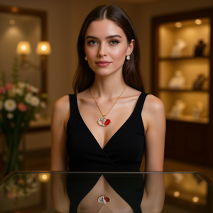 Conjuntos de Joyería Linda Fashion, Aretes y Collares con Cristales en Forma de Corazón, Chapados en Oro, Aleación de Zinc, Estilo Elegante y Chic para Mujer - Product Image 2