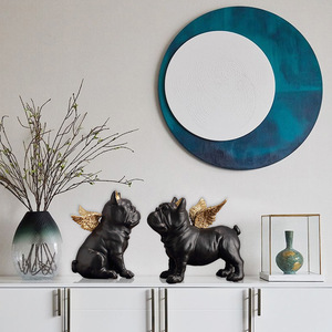 Adorno de Resina con Forma de Cachorro Ángel, Blanco y Negro, Decoración Artística para el Hogar, Juego de Dos Piezas - Product Image 3