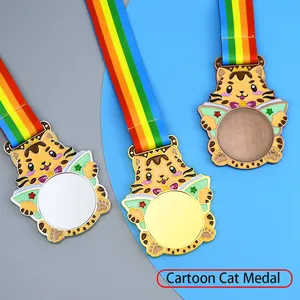 Medalla de gato de dibujos animados para niños, medalla de oro, plata, bronce, fiesta, juego deportivo, premios