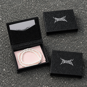 Black Glitter Custom Logo Jewelry Box - Streetwear Style Packaging for Brands & Boutiques - Product Image 1