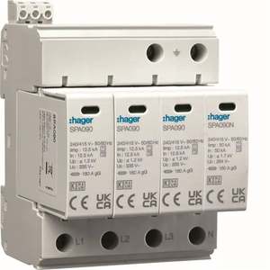 SPA931 ปรับแต่งได้ด้วย Hagers SPD T1+T2 4P TN-S/TT 50kA พร้อมคอนแทคเสริม - Product Image 1