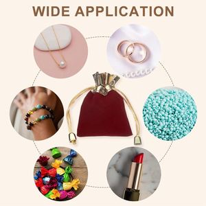 Bolsas de Joyería con Cordón de Terciopelo Ecológicas, Bolsas de Regalo para Recuerdos de Fiesta de Bodas, Empaque de Dulces, Almacenamiento Personalizable, Rojo Oscuro - Product Image 6