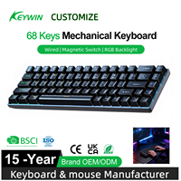 Keywin 68key RGB Backlit Gaming Mechanical Magnetic Keycap Keyboard Blue Ice Magnetic Switches PBT Keycaps and 1K Polling Rate
