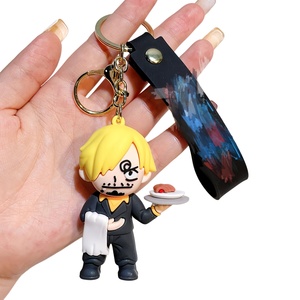 Venta al por mayor: Set de 6 llaveros temáticos de anime pirata con figuras de Luffy, Zoro y Nami, para distribuidores transfronterizos, venta al por mayor y al detalle, en <span class=keywords><strong>bolsa</strong></span>/caja OPP. - Product Image 1