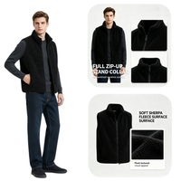 Gilet en polaire noir pour homme, col montant, sans manches, coupe décontractée, veste d'extérieur pour le quotidien, la rue, l'automne et l'hiver
