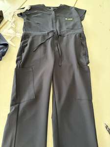 Mono de una pieza con detección de aguja ecológica con logotipo personalizado para mujer, conjuntos de uniformes elásticos, uniformes de hospital de tela Jersey - Product Image 5