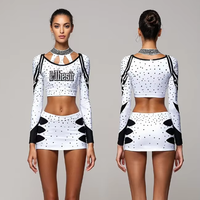 Uniformes de cheerleading pour enfants à manches longues personnalisés en gros, costumes de danse noirs respirants et confortables pour les pom-pom girls