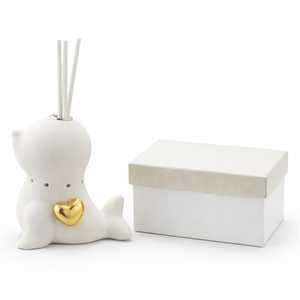 Diffusore di Aromi in Ceramica con Cuore Dorato 8x6x13 Cm, Decorazione per Matrimoni - Product Image 1
