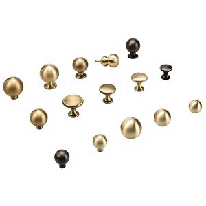 Poignée de porte de placard ronde en <span class=keywords><strong>laiton</strong></span>, style simplicité moderne, à trou unique, dorée, pour entrée, armoire de luxe, tiroir, en cuivre - Product Image 1