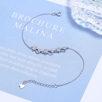 Bracelet à breloques chaton mignon en argent sterling 925, bracelet fin à chaîne animale pour femme
