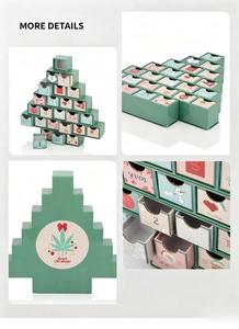 Calendario <span class=keywords><strong>Sorpresa</strong></span> Personalizado con Forma de Árbol de <span class=keywords><strong>Navidad</strong></span> Multicolor, Caja Ciega con Cajones para Cuenta Regresiva de 24 Días, Empaque de Caja de Regalo - Product Image 2