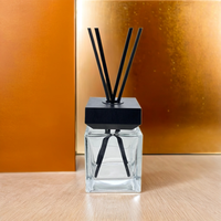 Flacon d'arôme carré en verre de luxe 50-500ml avec bouchon en bois noir pour parfum d'intérieur, vente en gros, logo personnalisé