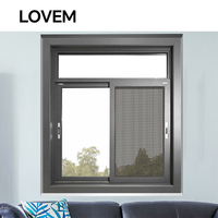 Última ventana corredera moderna, la mejor ventana corredera de aluminio con techo de impacto, marco de aleación de aluminio, mosquitera de tipo fijo