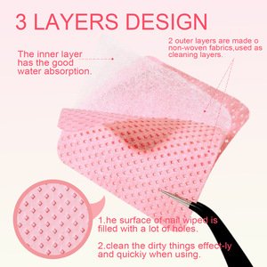 Lingettes démaquillantes pour vernis à ongles, 1080 pièces, avec logo gratuit, outils de nettoyage pour manucure, tampons en coton rose, lingettes sans peluches pour ongles - Product Image 3