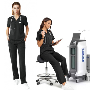 カスタマイズ可能な使い捨て女性用Vネック歯科病院用ワークウェア医療用スクラブユニフォーム - Product Image 1