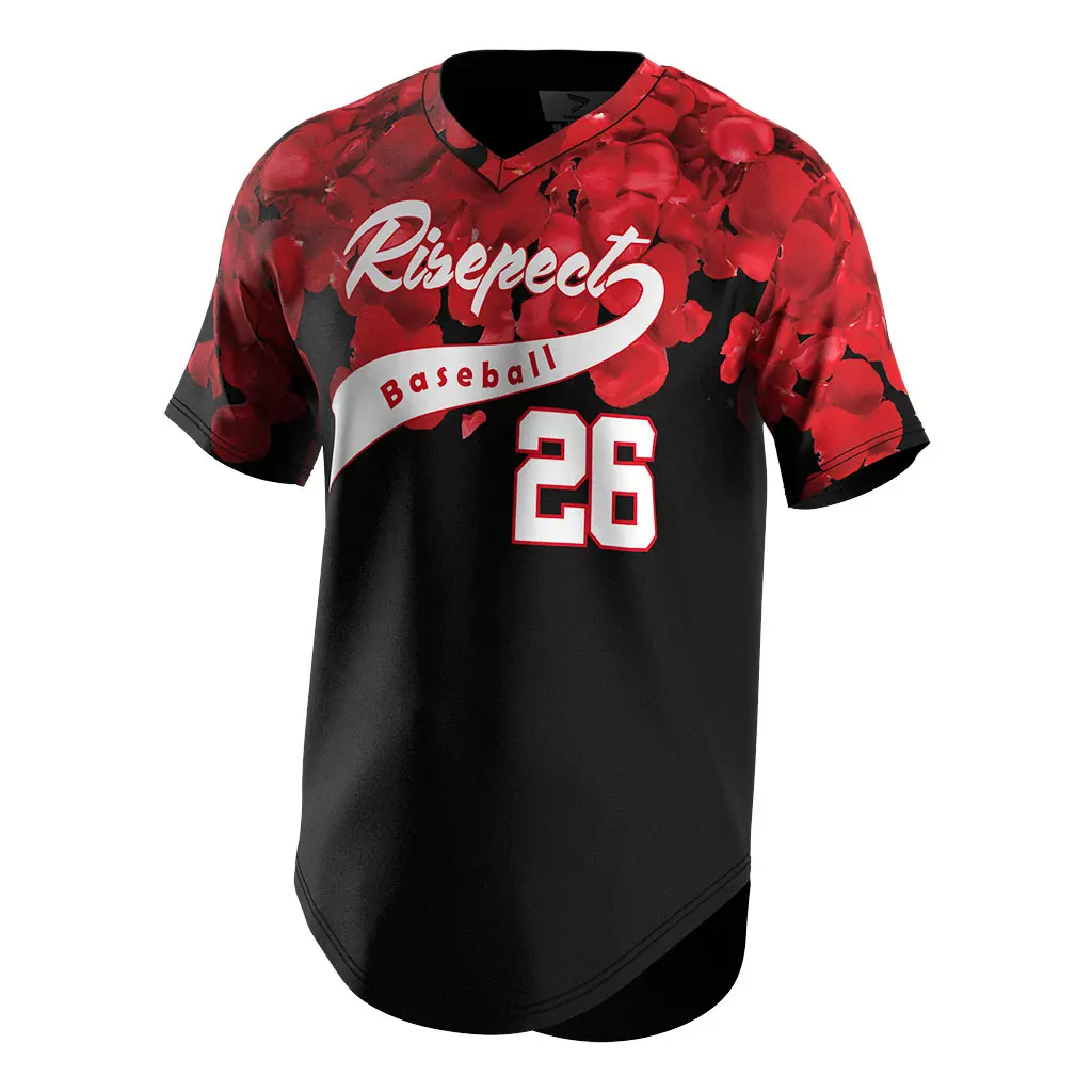 Design Odm Oem Outdoor Baseball Farbe Uniform Rot und Schwarz Jersey Baseball Shirt Polyester