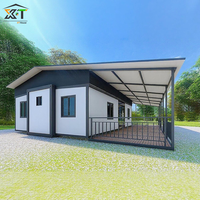 Maison conteneur préfabriquée pliable et extensible pour hôtel-resort, avec terrasse à toit en pente et isolation des murs extérieurs, 20/40 pieds