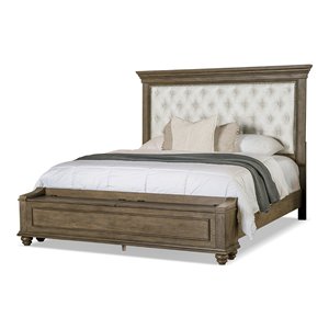 Lit en bois massif de style américain, capitonné, avec pied de lit de rangement, taille King, meubles de chambre à coucher - Product Image 5