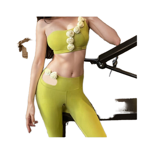 ชุดโยคะผู้หญิงระบายอากาศได้ดีน้ำหนักเบาแห้งเร็วยืดหยุ่นสูงห่อหุ้มหน้าอกกันกระแทกวิ่งออกกำลังกายออกกำลังกายกางเกงเอวสูง - Product Image 1