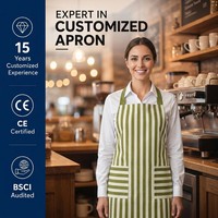 Tablier de cuisine sans manches en polyester-coton durable, écologique, réutilisable, imprimé sur mesure, à large couverture, avec poches, pour chef