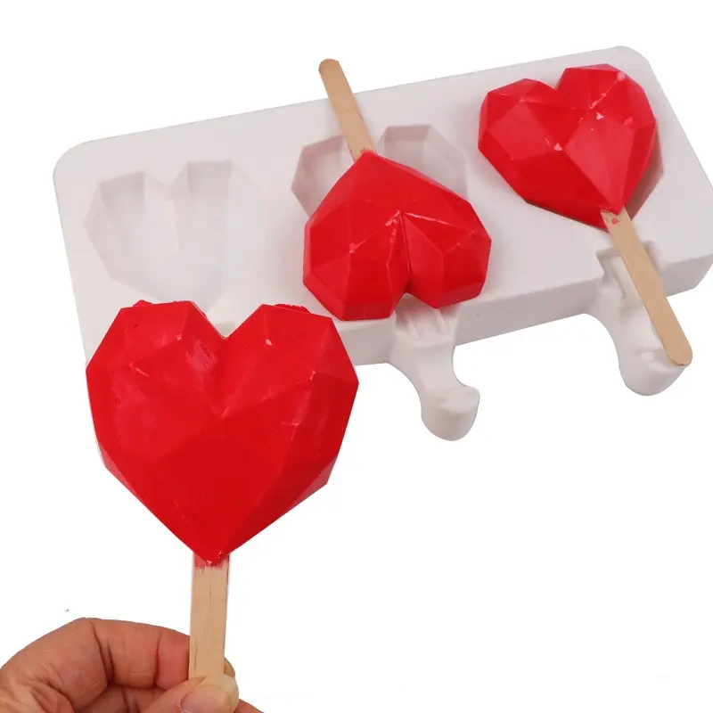 แม่พิมพ์เค้กไอศกรีมซิลิโคน DIY รูปหัวใจรัก 4 ช่องสําหรับงานเลี้ยงวันเกิด