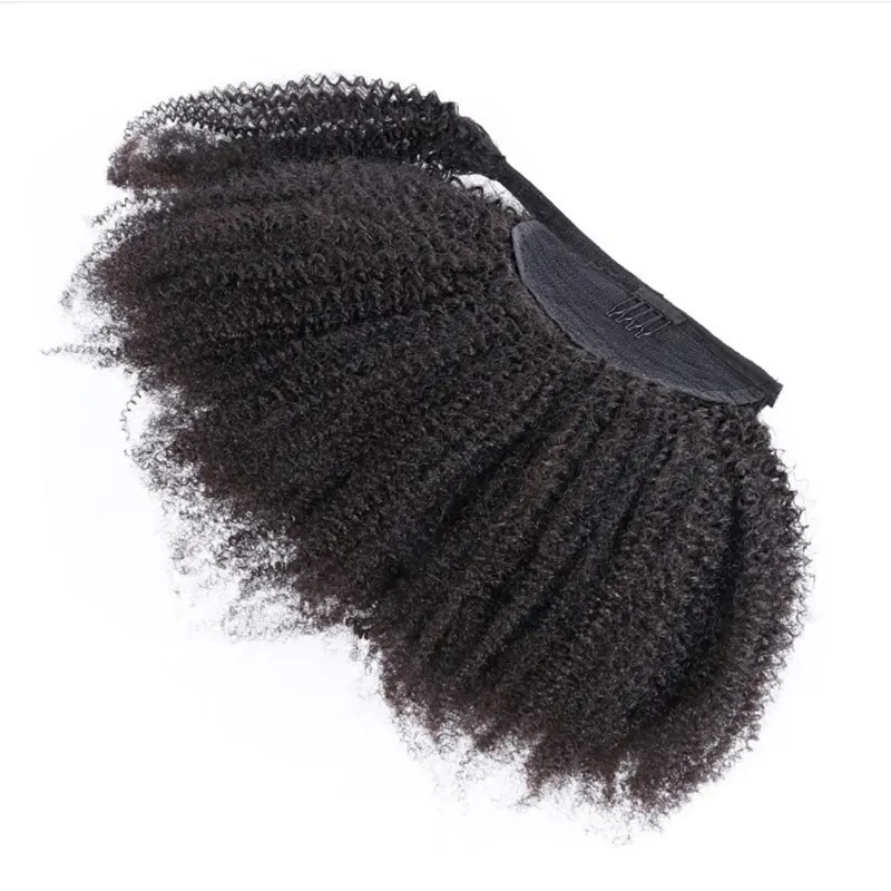 Afro Kinky Curl Drawstring Puff Ponytail Hair Extension Human Hair Clip in Extensions Pony Tail African American Hair Extension