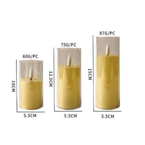 Battery Operated LED Candle Pillar 3D Flame Remote Control D5.5cm Wedding Birthday Party Christmas Easter Home Decoration <b>Table</b> - Product Image 6