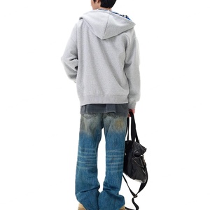 Sudadera con capucha de patchwork a cuadros vintage al por mayor para hombre, estilo urbano oversize, chaqueta con cremallera para hombre, sudadera con capucha con cremallera para hombre - Product Image 2