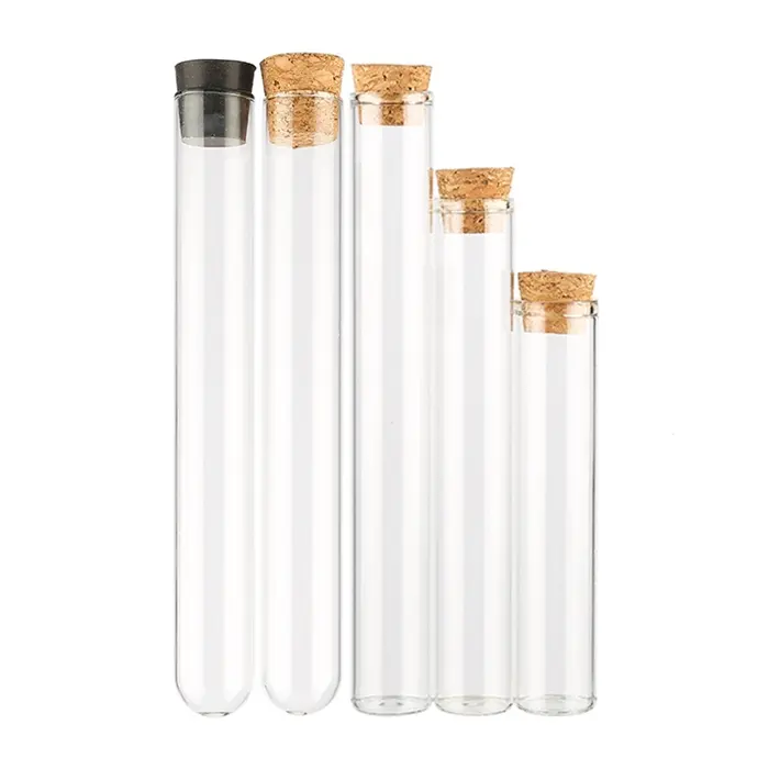 Tubo de teste de vidro claro ou redondo, tubos de teste pyrex de laboratório de química