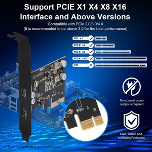 Carte d'extension PCIe vers USB-C avec <span class=keywords><strong>2</strong></span> ports USB 3.1 Gen 1 Type C pour <span class=keywords><strong>PC</strong></span> de bureau - Product Image 3