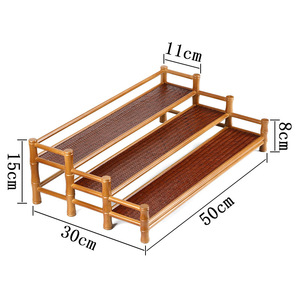 Double Layer Bamboo Cup Holder 49x23x23cm Multifunctional Drying Rack For Kitchen Tableware Storage - Product Image 3
