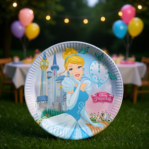 Platos Redondos Desechables de Papel de 23cm con Diseño de la Princesa Cenicienta de Disney, Paquete de 8 Unidades, Artículos para Fiestas - Product Image 3